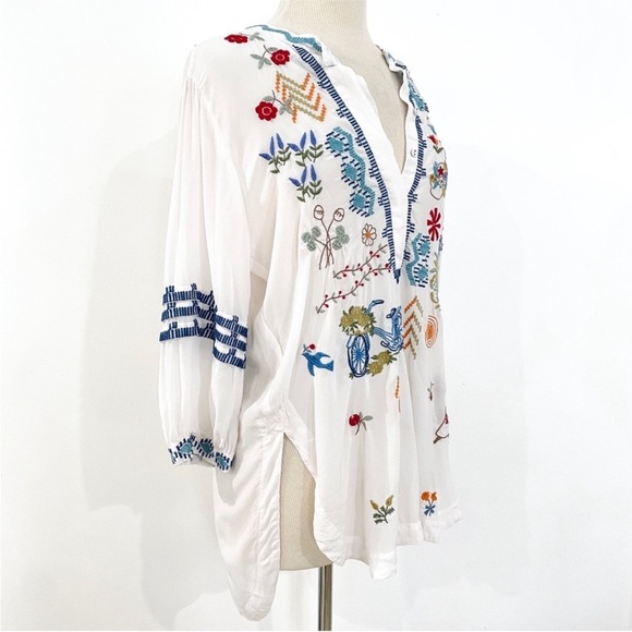 Johnny Was 100% silk embroidered blouse NEW - Picture 3 of 15